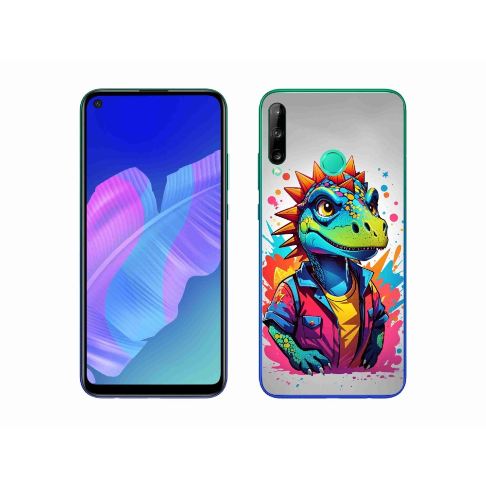 Gelový kryt mmCase na Huawei P40 Lite E - barevný dinosaurus