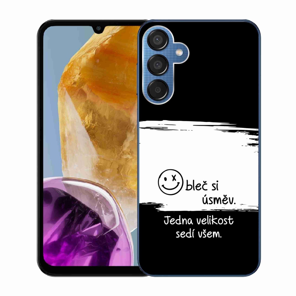 Gelový kryt mmCase na Samsung Galaxy M15 5G - vtipný text 8 bíločerné pozadí