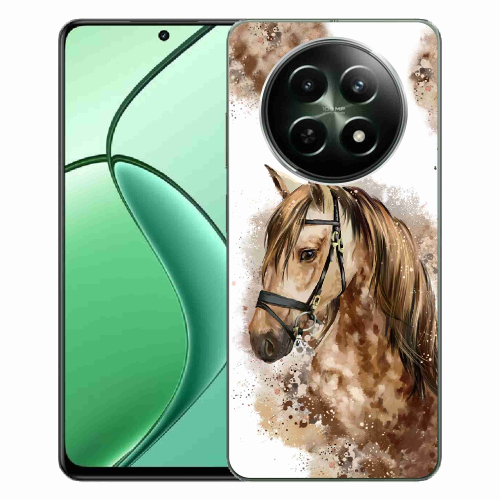 Gelový kryt mmCase na Realme 12 5G/12x 5G - hnědý kreslený kůň