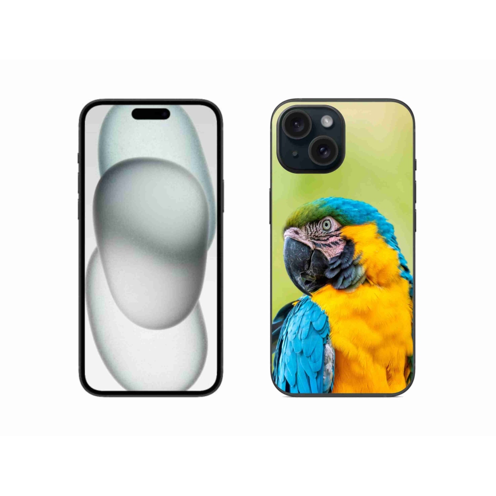 Gelový obal mmCase na iPhone 15 - papoušek ara 2
