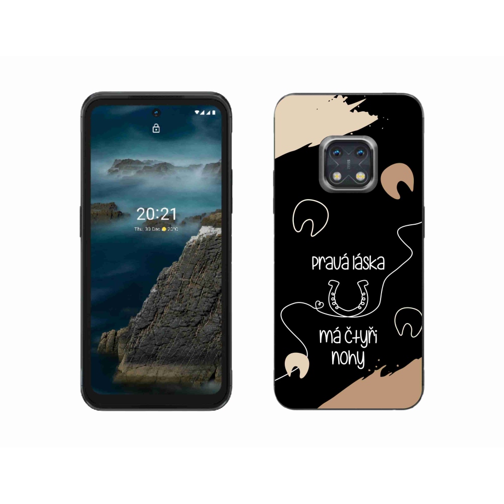 Gelový kryt mmCase na Nokia XR20 - koňský motiv černé pozadí