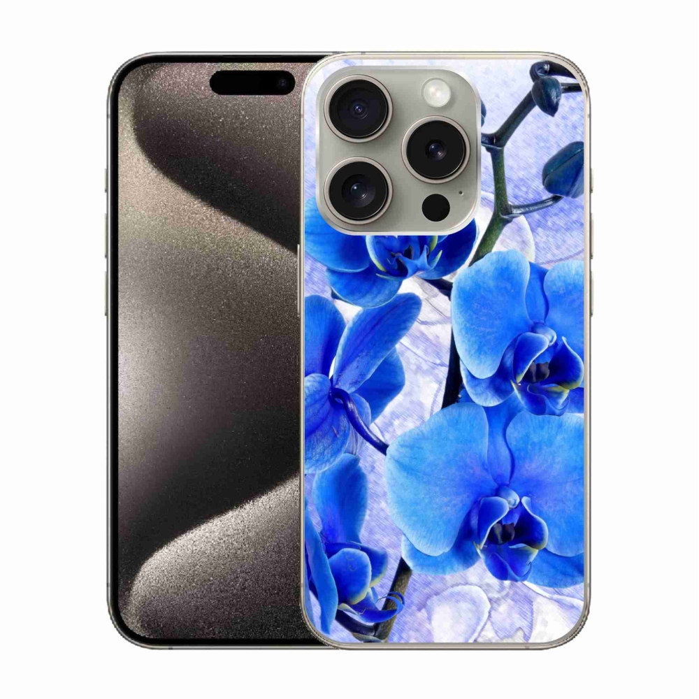 Gelový kryt mmCase na iPhone 15 Pro - modré květy