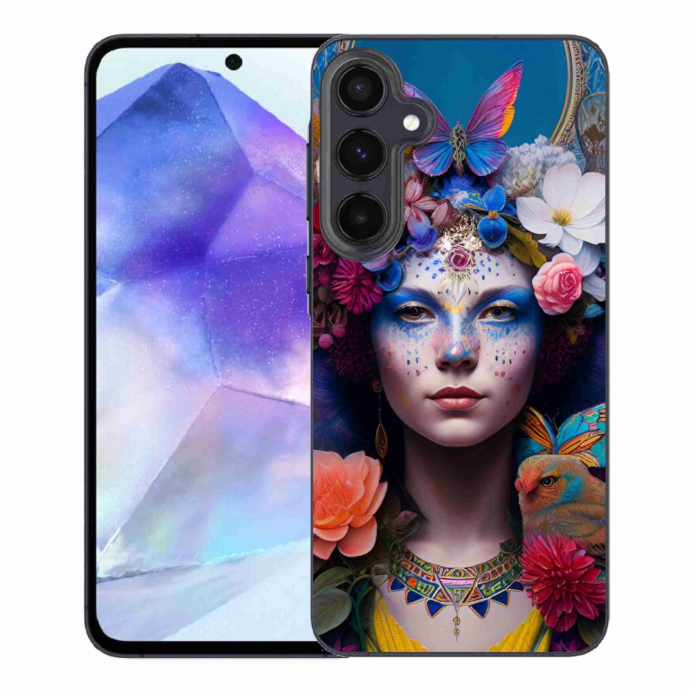 Gelový kryt mmCase na Samsung Galaxy A55 5G - žena s květinami