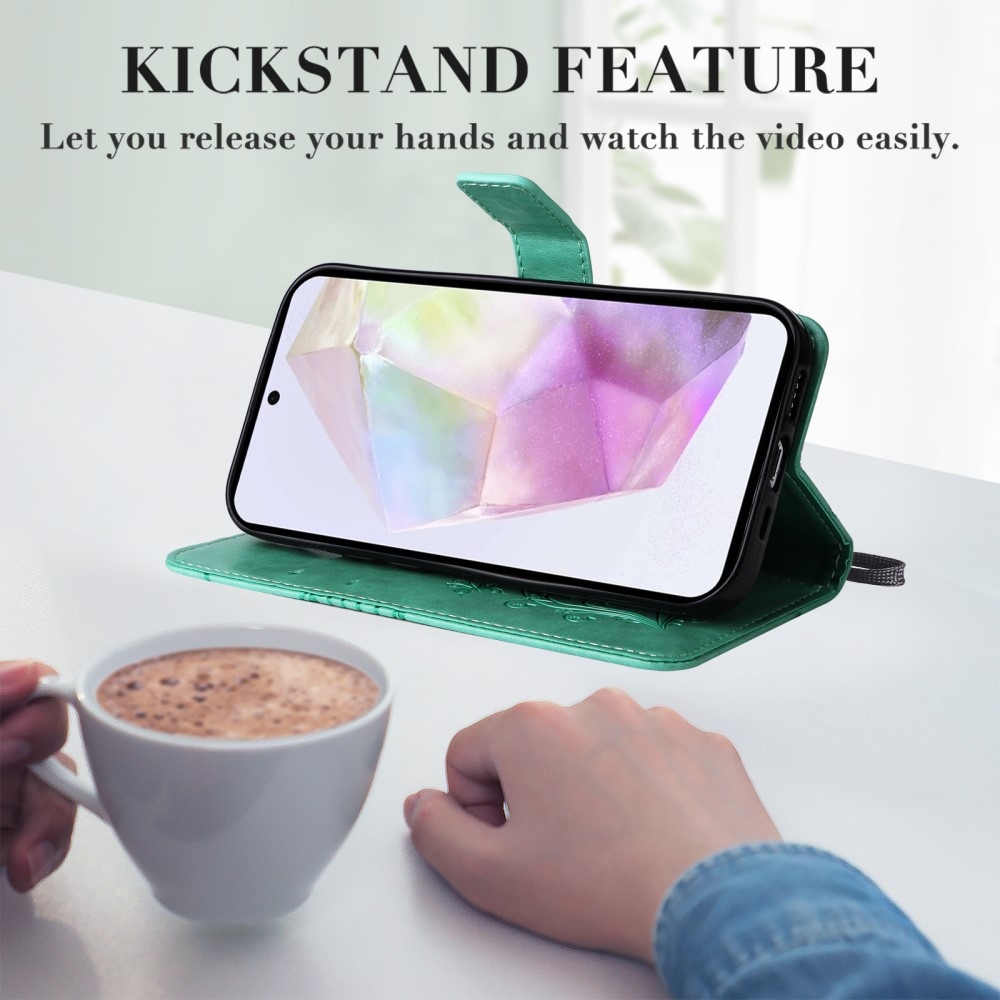 Big Butterfly knížkové pouzdro na Samsung Galaxy A36 5G - modrozelené