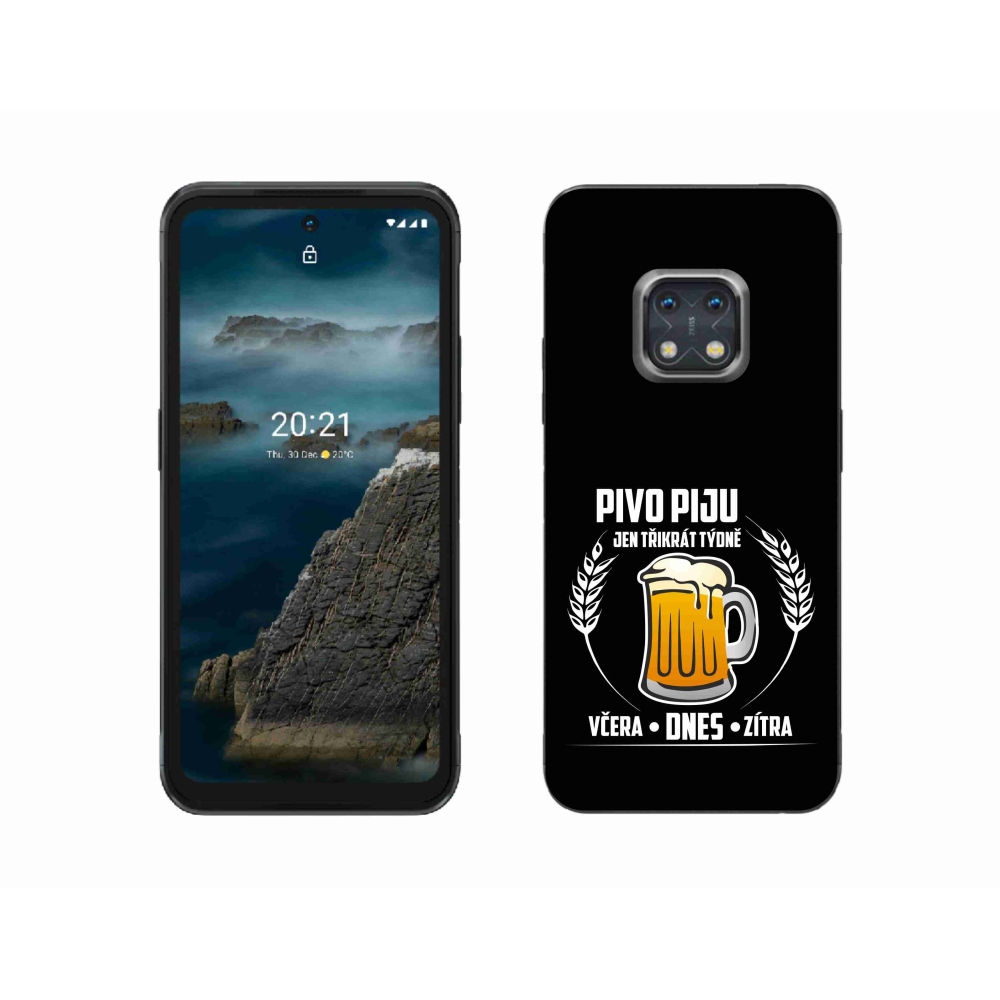Gelový kryt mmCase na Nokia XR20 - pivní motiv černé pozadí