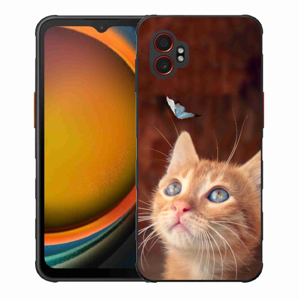 Gelový kryt mmCase na Samsung Galaxy Xcover 7 Pro - motýl a kotě