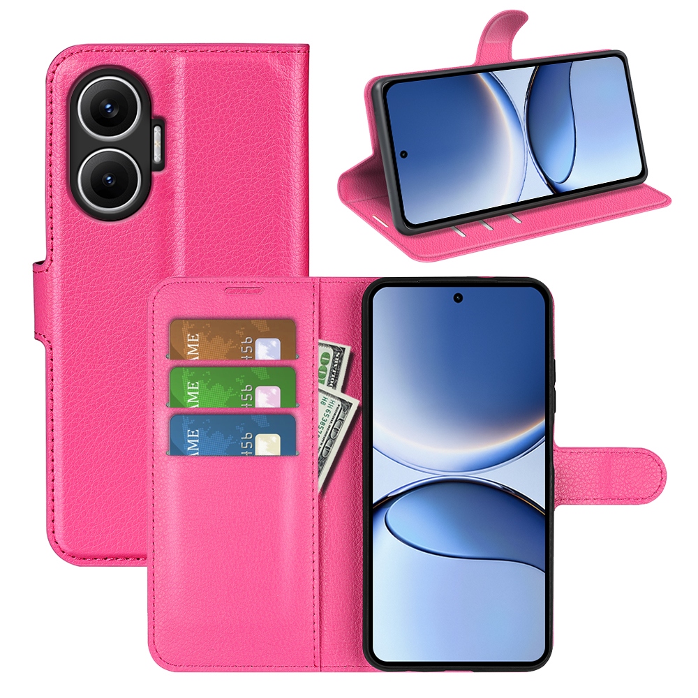 Litchi knížkové pouzdro na Xiaomi Poco F7 5G - rose