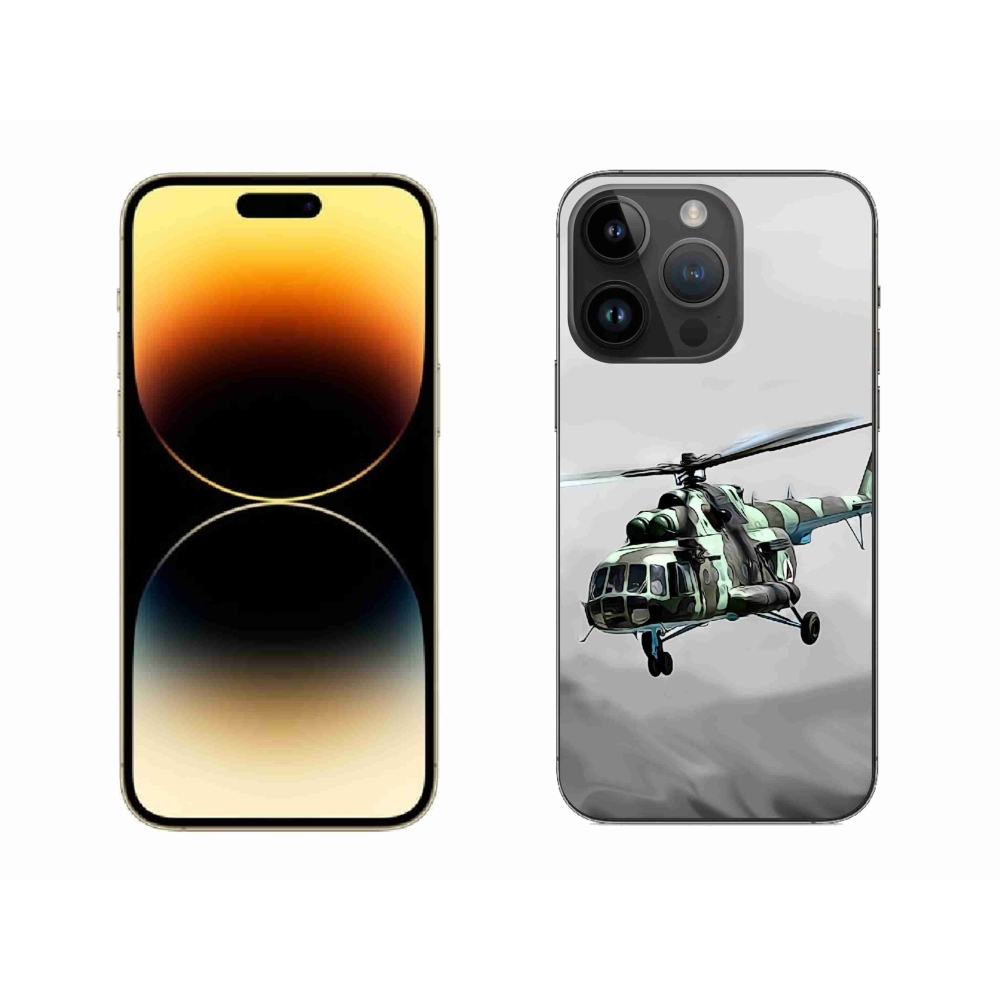 Gelový kryt mmCase na iPhone 14 Pro Max - vojenský vrtulník
