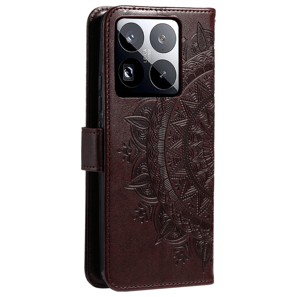 Mandala knížkové pouzdro na Xiaomi 15 Pro - hnědé