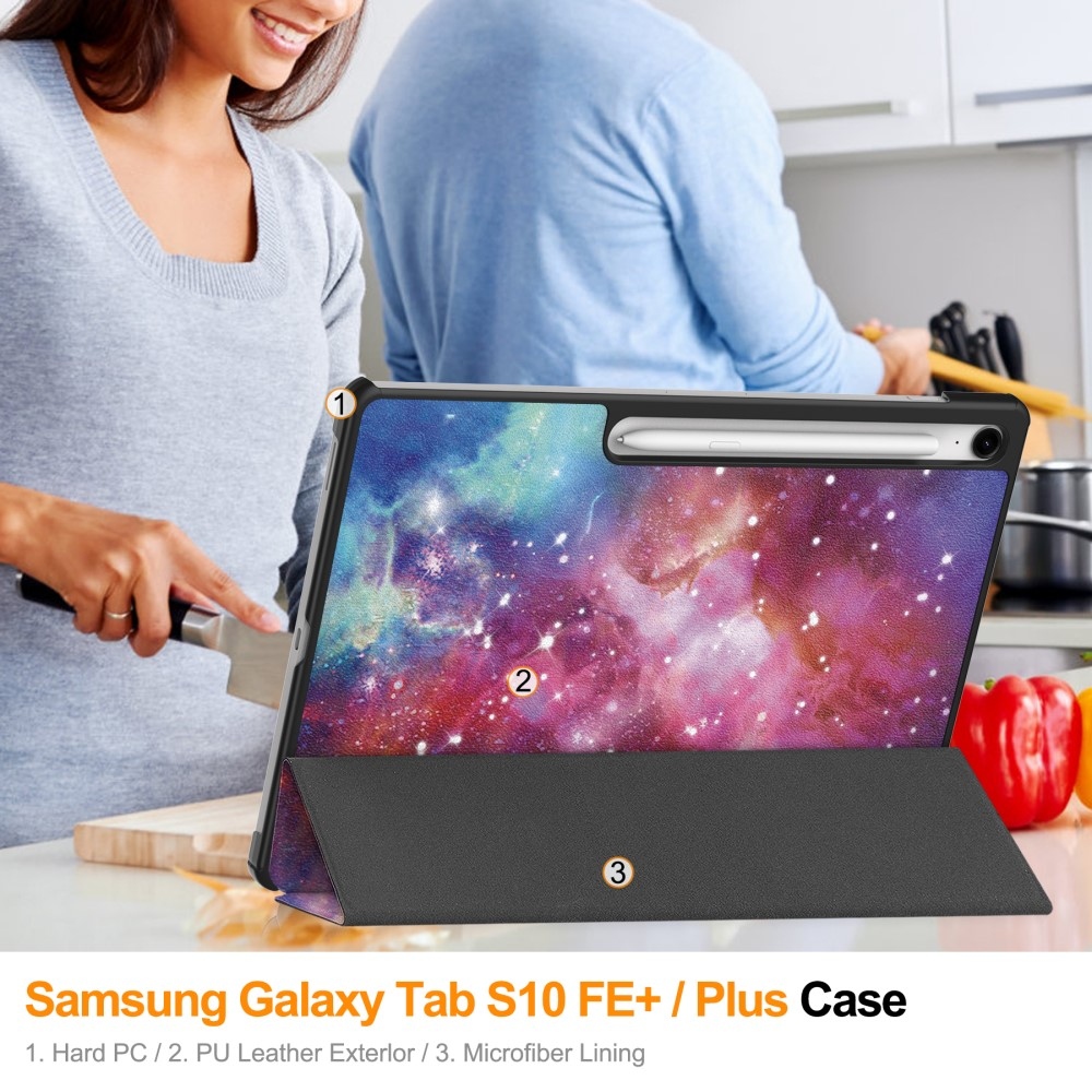 Patte chytré zavírací pouzdro na Samsung Galaxy Tab S10 FE+ - vesmír