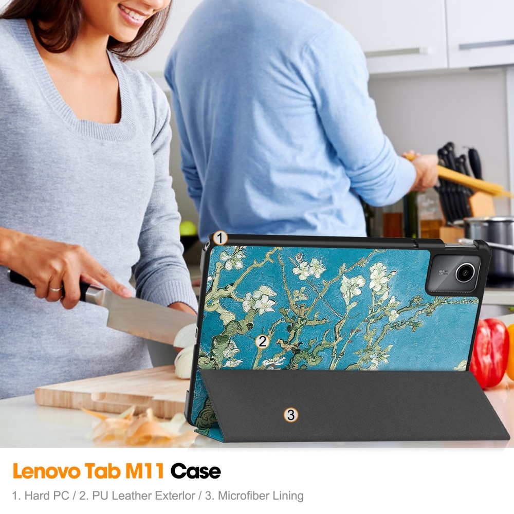Print chytré zavírací pouzdro na Lenovo Tab M11/Tab K11 - bílé květy