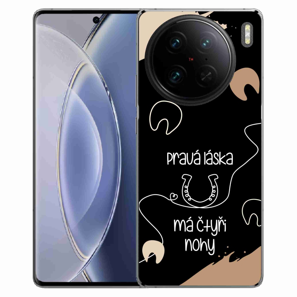 Gelový kryt mmCase na Vivo X90 Pro - koňský motiv černé pozadí