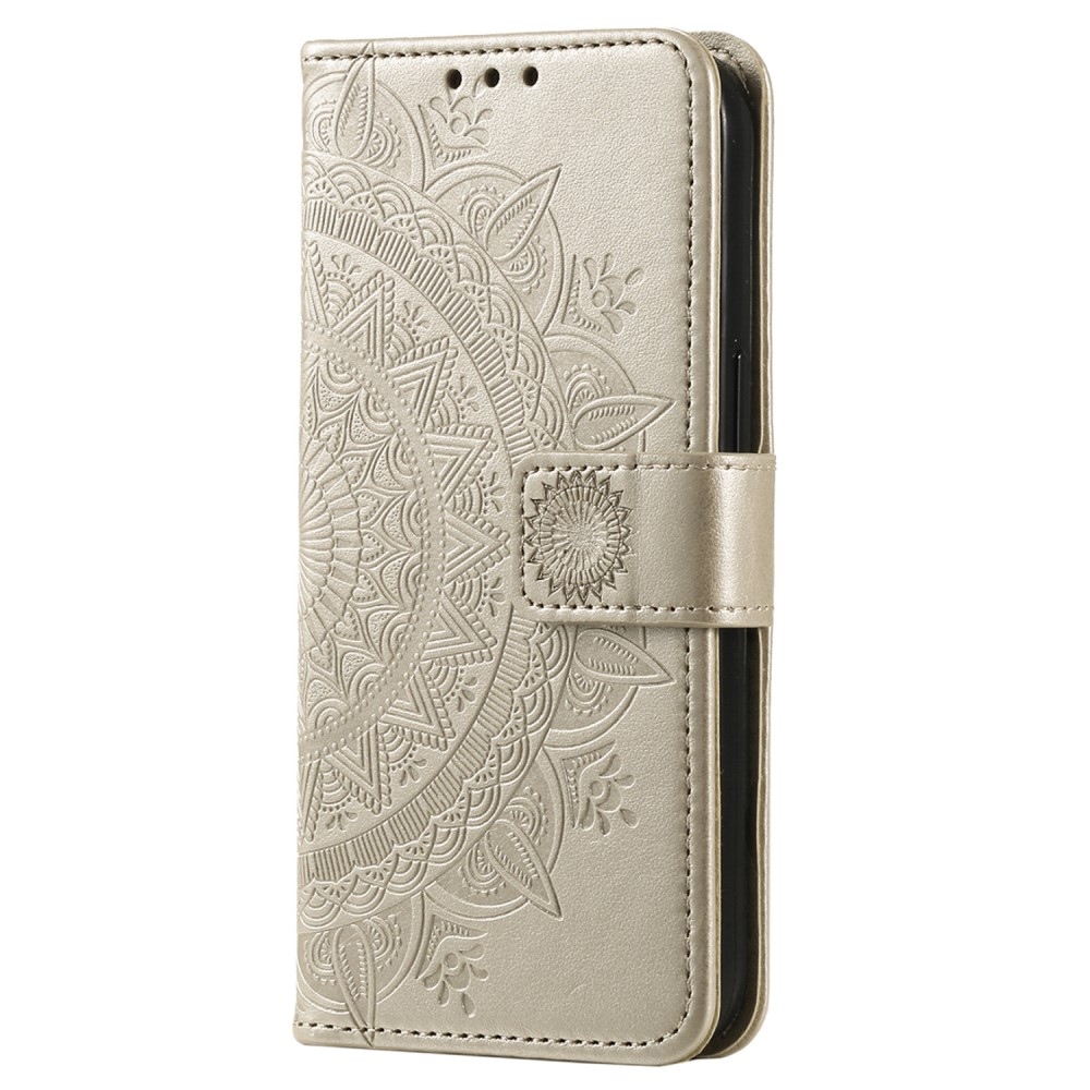 Mandala knížkové pouzdro na Xiaomi Redmi Note 14 - zlaté