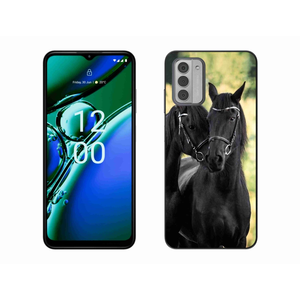 Gelový kryt mmCase na Nokia G42 - dva černí koně