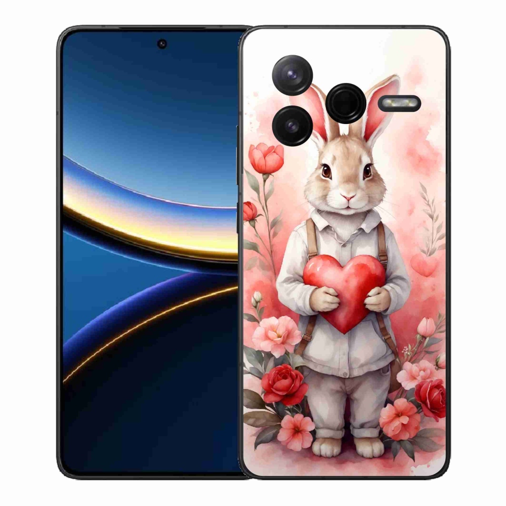 Gelový kryt mmCase na Xiaomi Poco F7 Pro - zajíc se srdíčkem