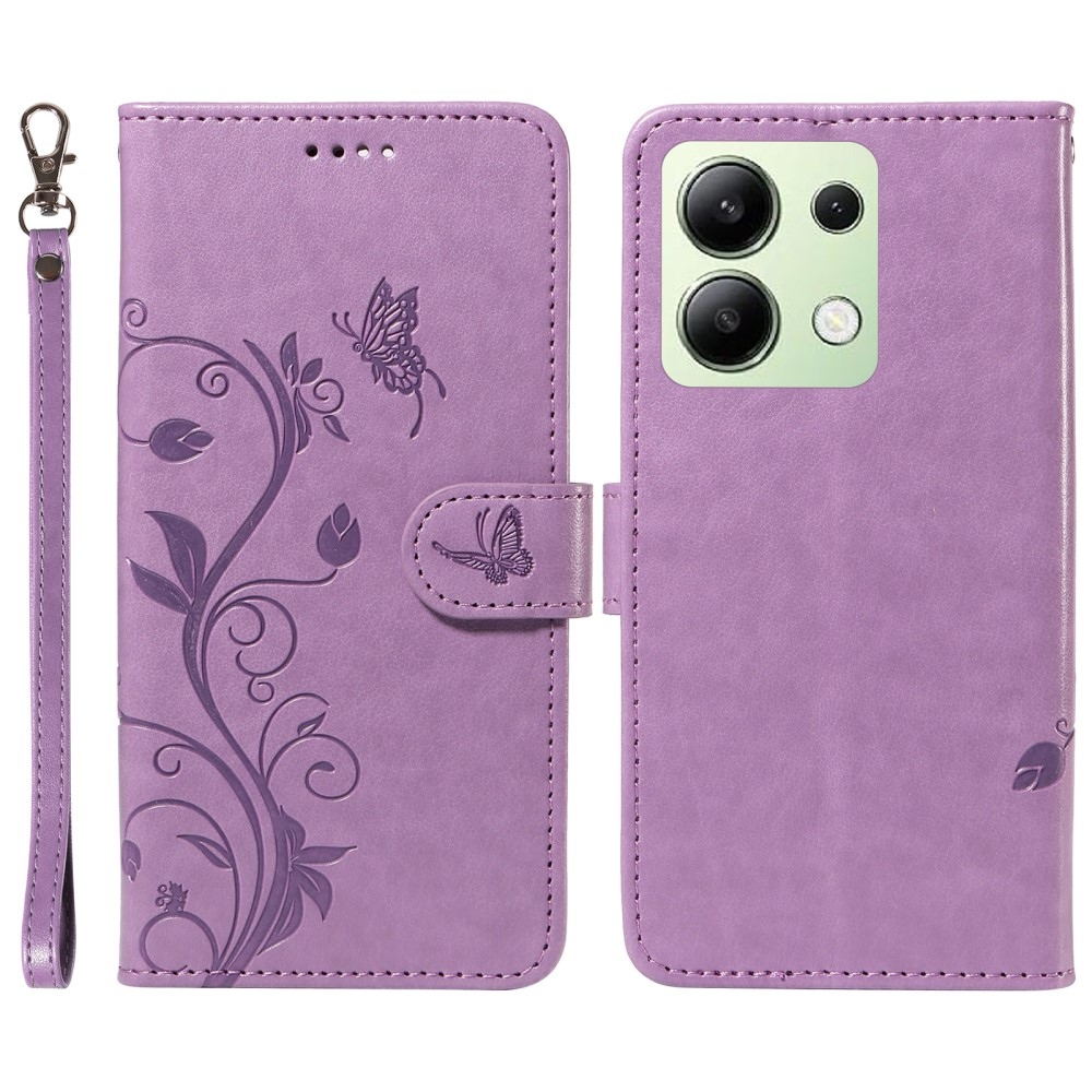 Flower knížkové pouzdro na Xiaomi Redmi Note 13 - fialové