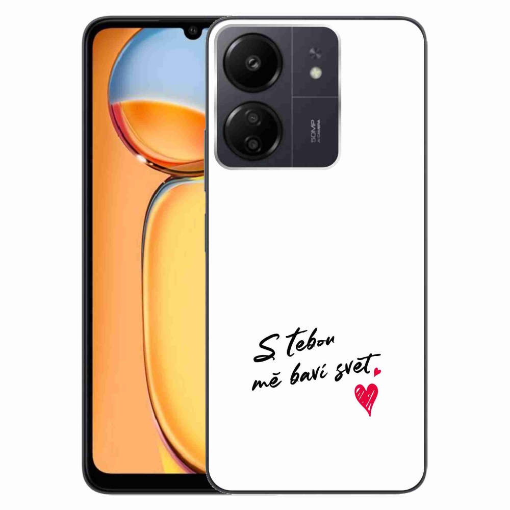 Gelový kryt mmCase na Xiaomi Poco C65/Redmi 13C - zamilovaný text 1 bílé pozadí
