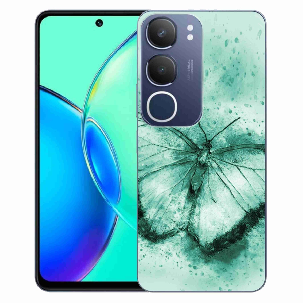 Gelový kryt mmCase na Vivo Y19s - zelený motýl