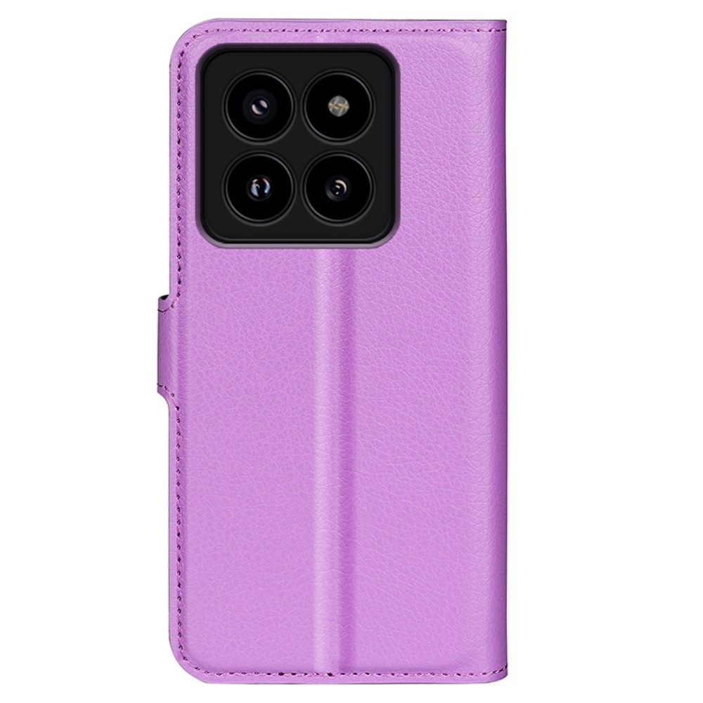 Litchi knížkové pouzdro na Xiaomi 14 Pro - fialové