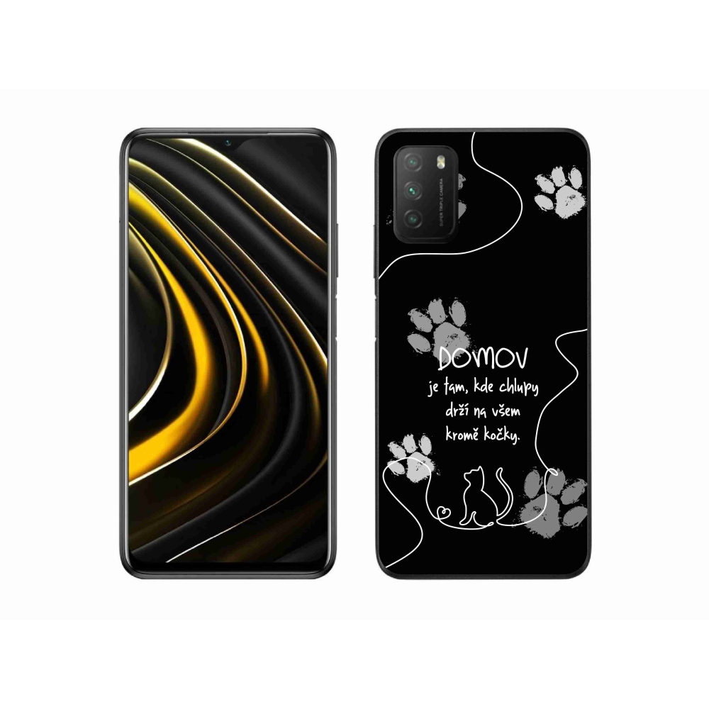 Gelový kryt mmCase na Xiaomi Poco M3 - kočičí motiv černé pozadí
