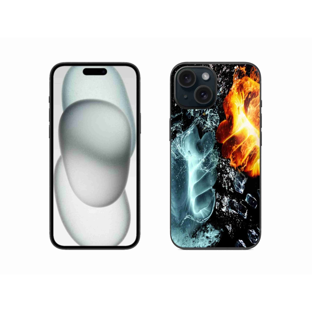 Gelový kryt mmCase na iPhone 15 - voda a oheň