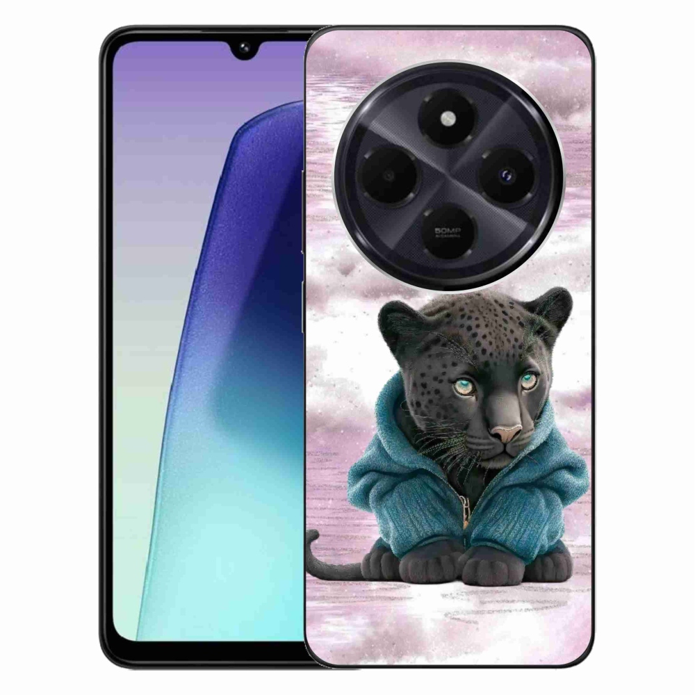 Gelový kryt mmCase na Xiaomi Redmi 14C/Poco C75 - černý panter ve svetru