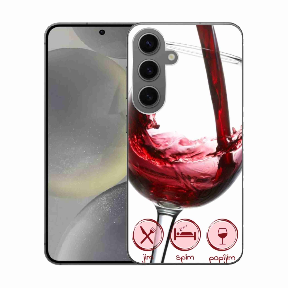 Gelový obal mmCase na Samsung Galaxy S24 - sklenička vína červené