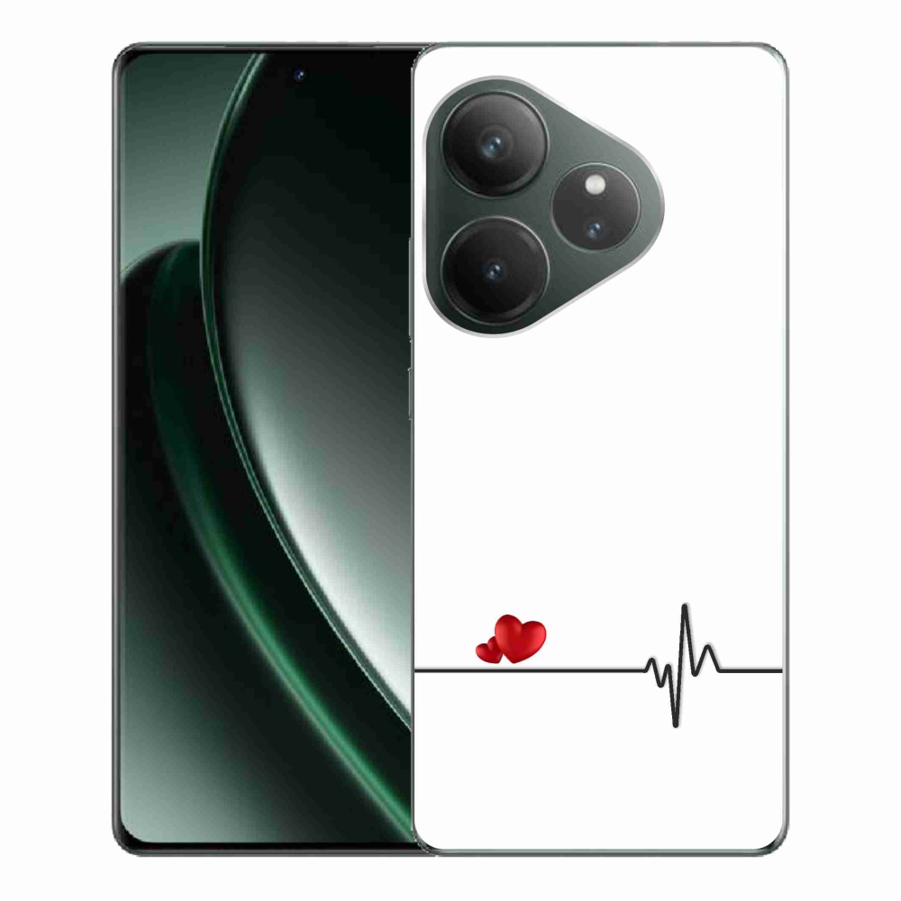 Gelový kryt mmCase na Realme GT 6 5G/GT 6T 5G - srdce a tep bílé pozadí