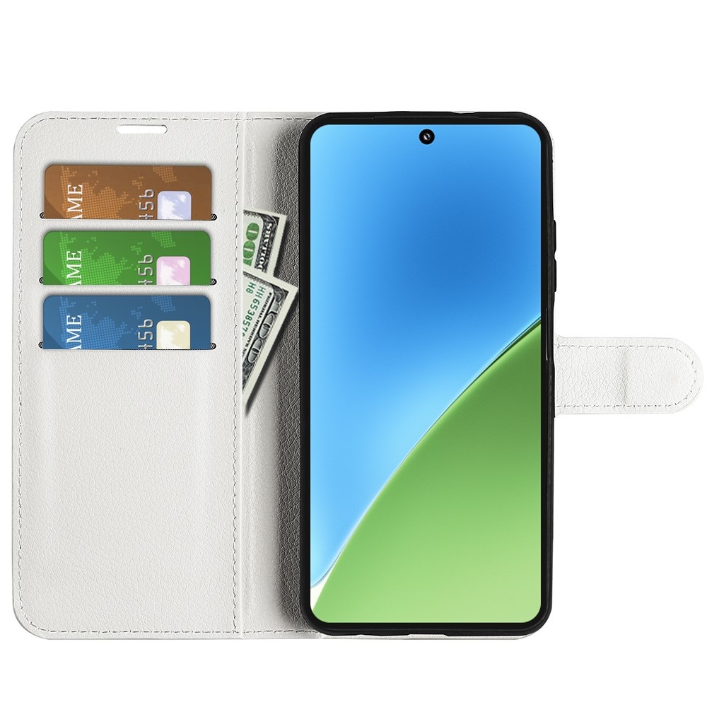 Litchi knížkové pouzdro na Xiaomi 15 - bílé