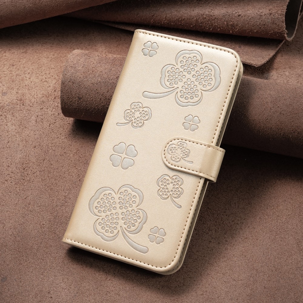 Clover knížkové pouzdro na Samsung Galaxy A56 5G - zlaté