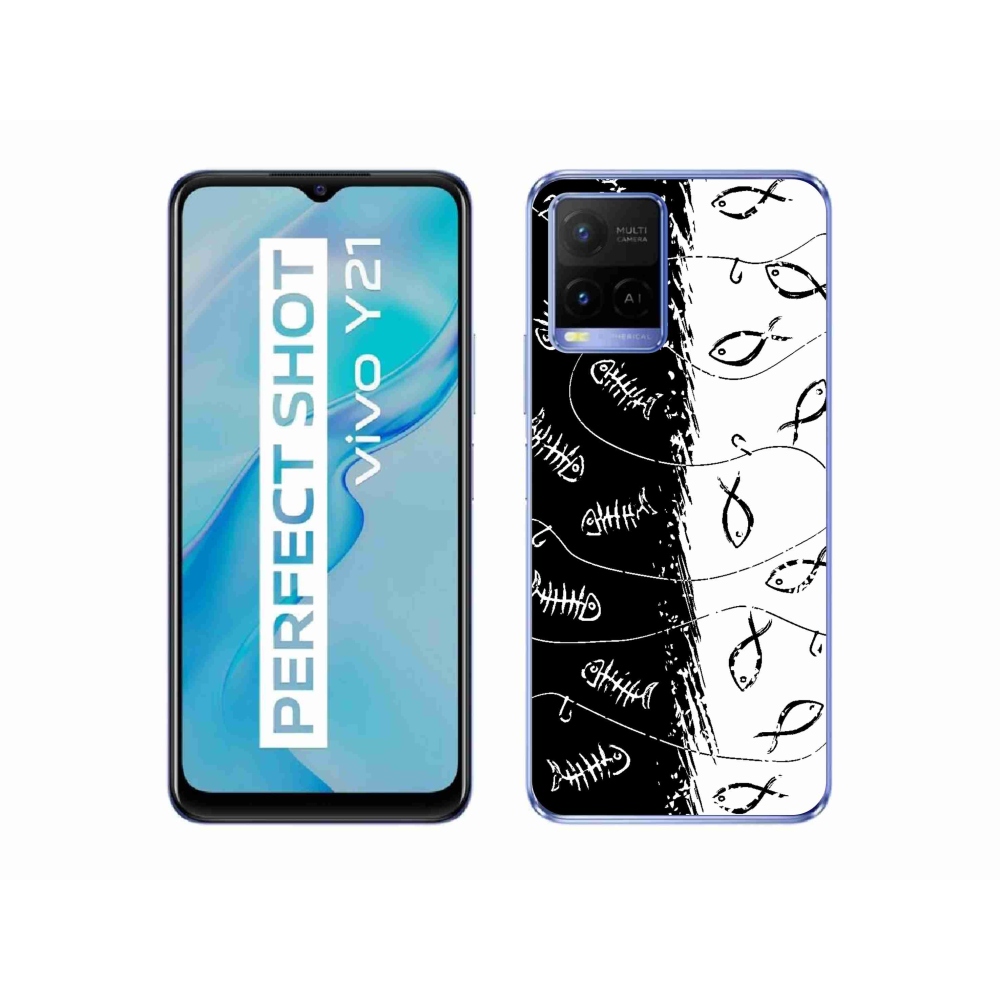 Gelový kryt mmCase na Vivo Y21/Y21s/Y33s - kostry a rybky