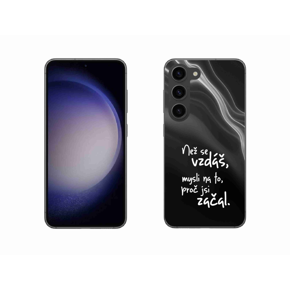 Gelový kryt mmCase na Samsung Galaxy S23 5G - citát 2 černé pozadí