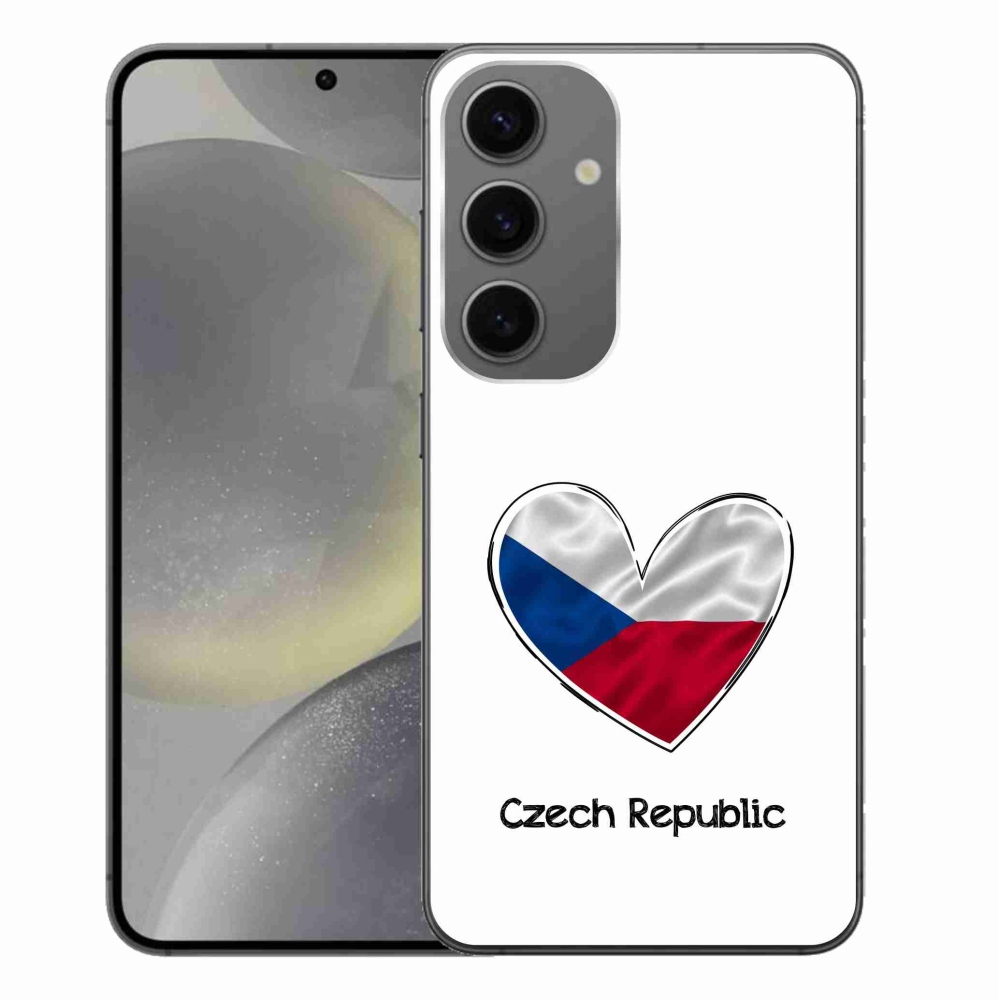 Gelový kryt mmCase na Samsung Galaxy S24+ - vlajka srdce bílé pozadí