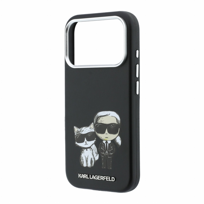 Karl Lagerfeld PU Semi Wrap Smooth Sketch Bodies Magsafe Zadní Kryt pro iPhone 18 Pro Max Black