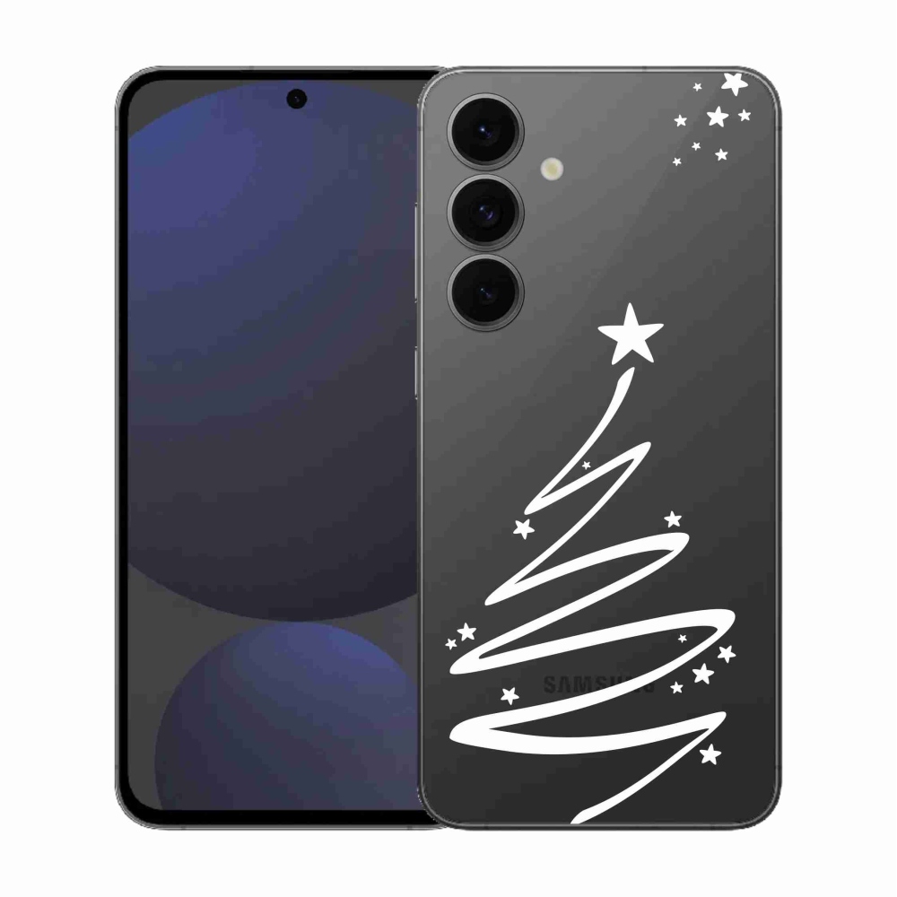 Gelový kryt mmCase na Samsung Galaxy S25 FE - bílý stromeček na průhledném pozadí