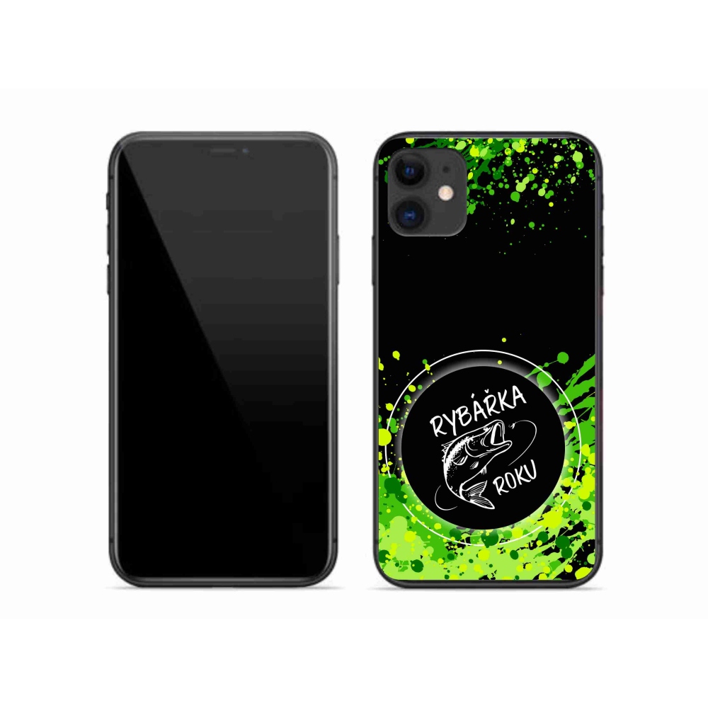 Gelový kryt mmCase na iPhone 11 - rybářka roku černé pozadí