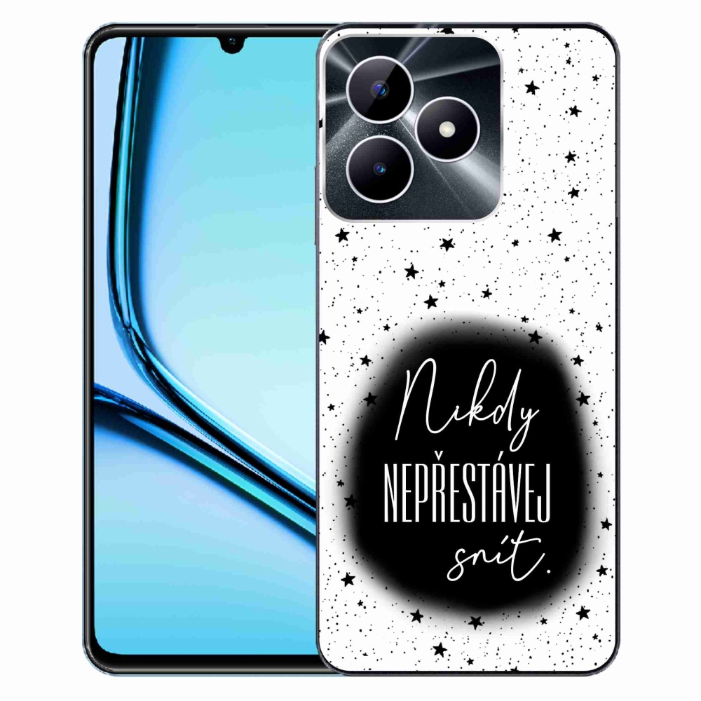 Gelový kryt mmCase na Realme Note 50 - citát 1 černobílé pozadí