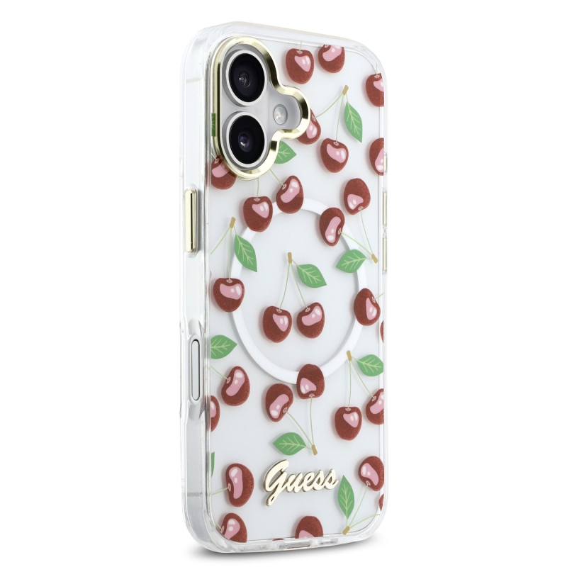Guess IML Glitter Cherry MagSafe Zadní Kryt pro iPhone 17