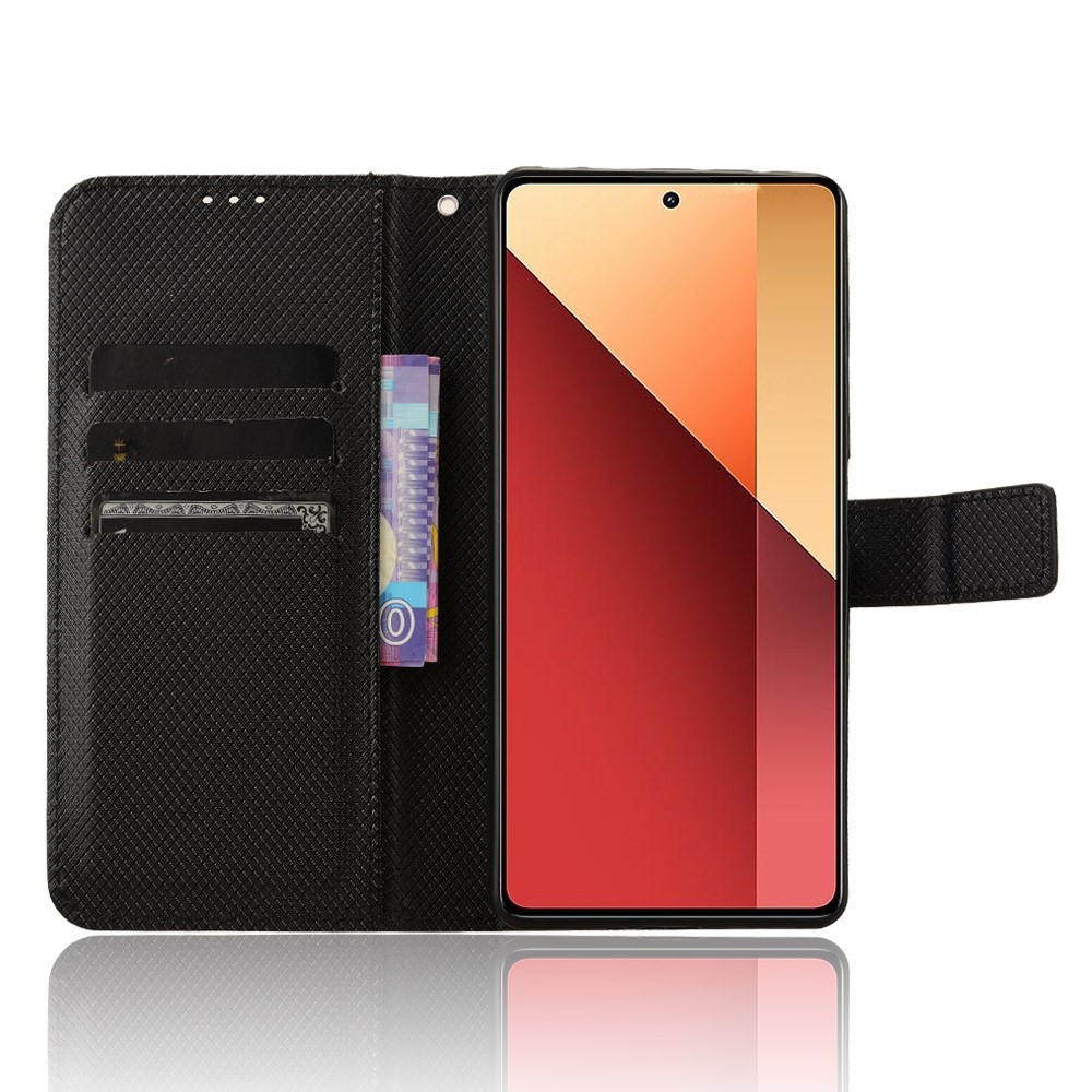 Diamond knížkové pouzdro na Xiaomi Redmi Note 14S/Note 13 Pro 4G/Poco M6 Pro - černé