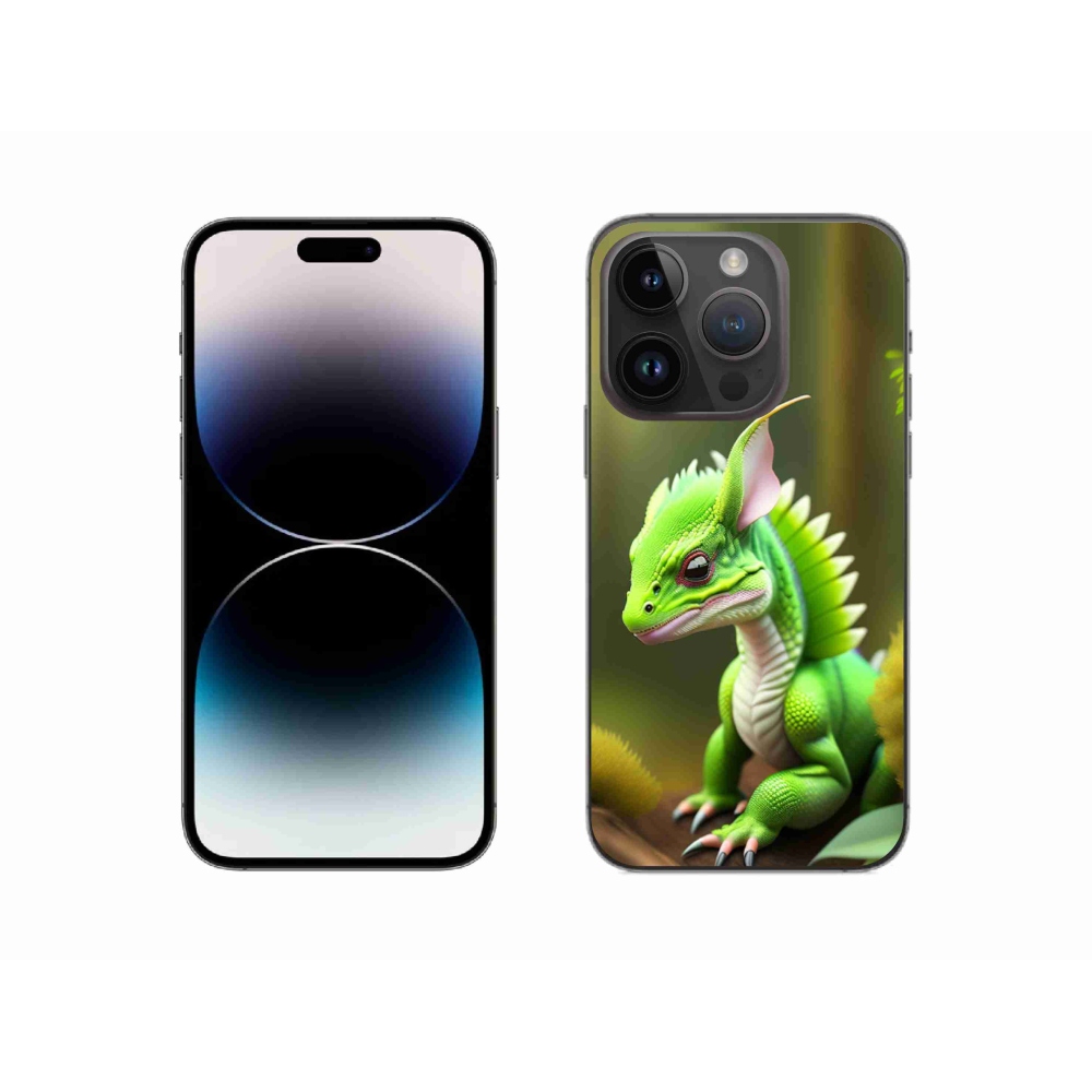 Gelový kryt mmCase na iPhone 14 Pro - zelený dráček