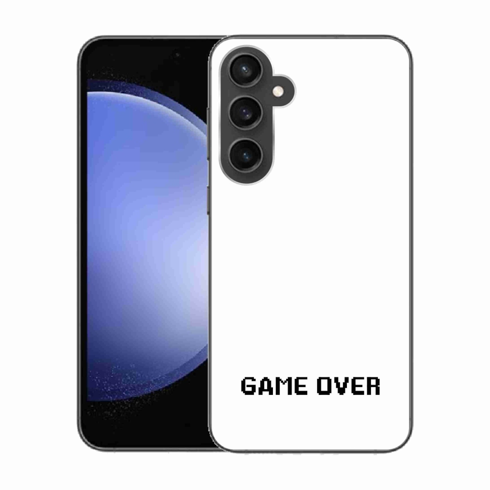 Gelový kryt mmCase na Samsung Galaxy S23 FE - game over bílé pozadí