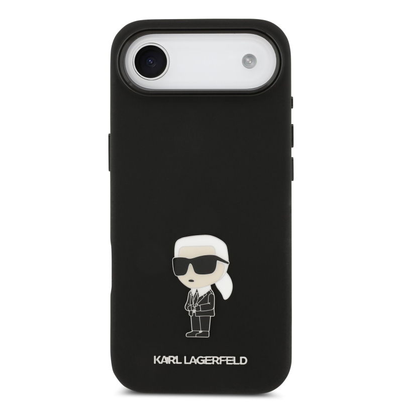 Karl Lagerfeld Liquid Silicone Metal Ikonik Zadní Kryt pro iPhone Air Black