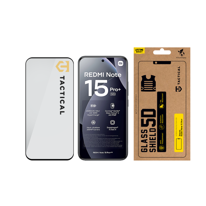 Tactical Glass Shield 5D sklo pro Xiaomi Redmi Note 15 Pro+ Black