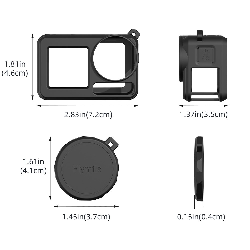 FLYMILE silikonový ochranný obal s krytkou objektivu pro DJI Osmo Action 5 Pro - šedý