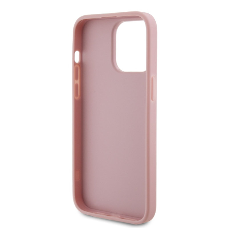 Guess PU Fixed Glitter 4G Metal Logo Zadní Kryt pro iPhone 15 Pro Max Pink