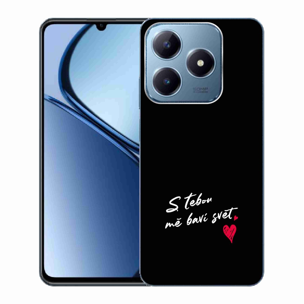 Gelový kryt mmCase na Realme C63 - zamilovaný text 1 černé pozadí