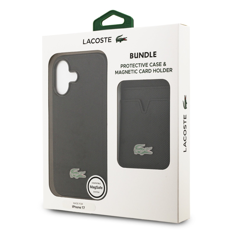 Lacoste Iconic Petit Pique MagSafe Zadní Kryt + Peněženka pro iPhone 17 Black