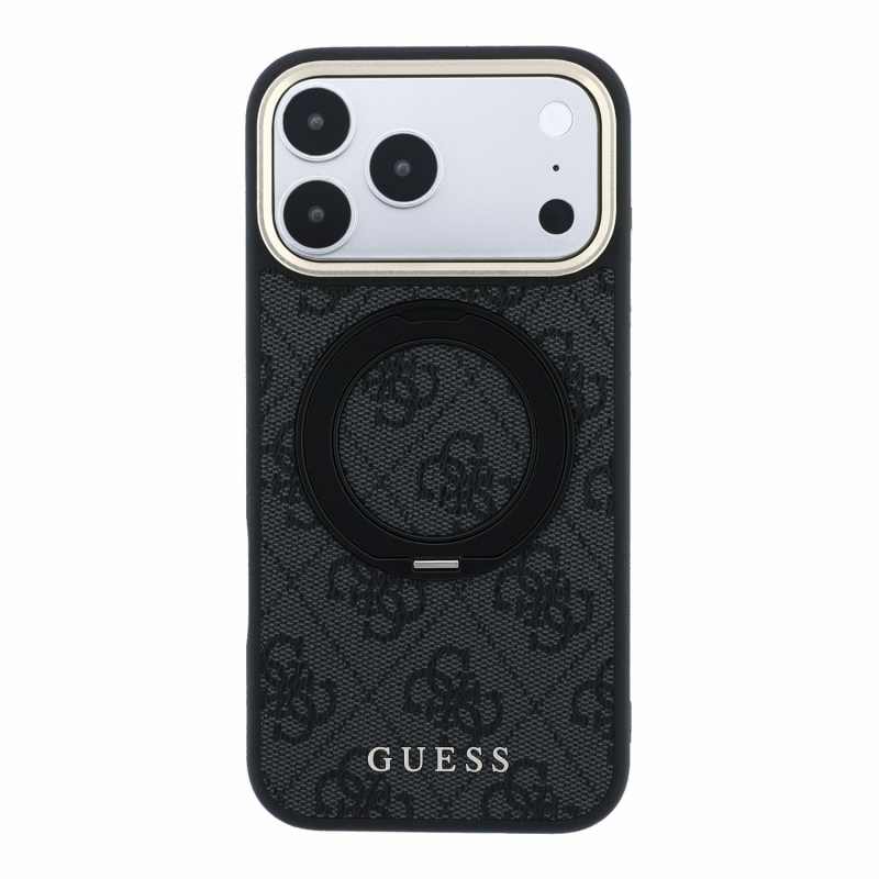 Guess PU 4G Ring Stand MagSafe Zadní Kryt pro iPhone 18 Pro Black