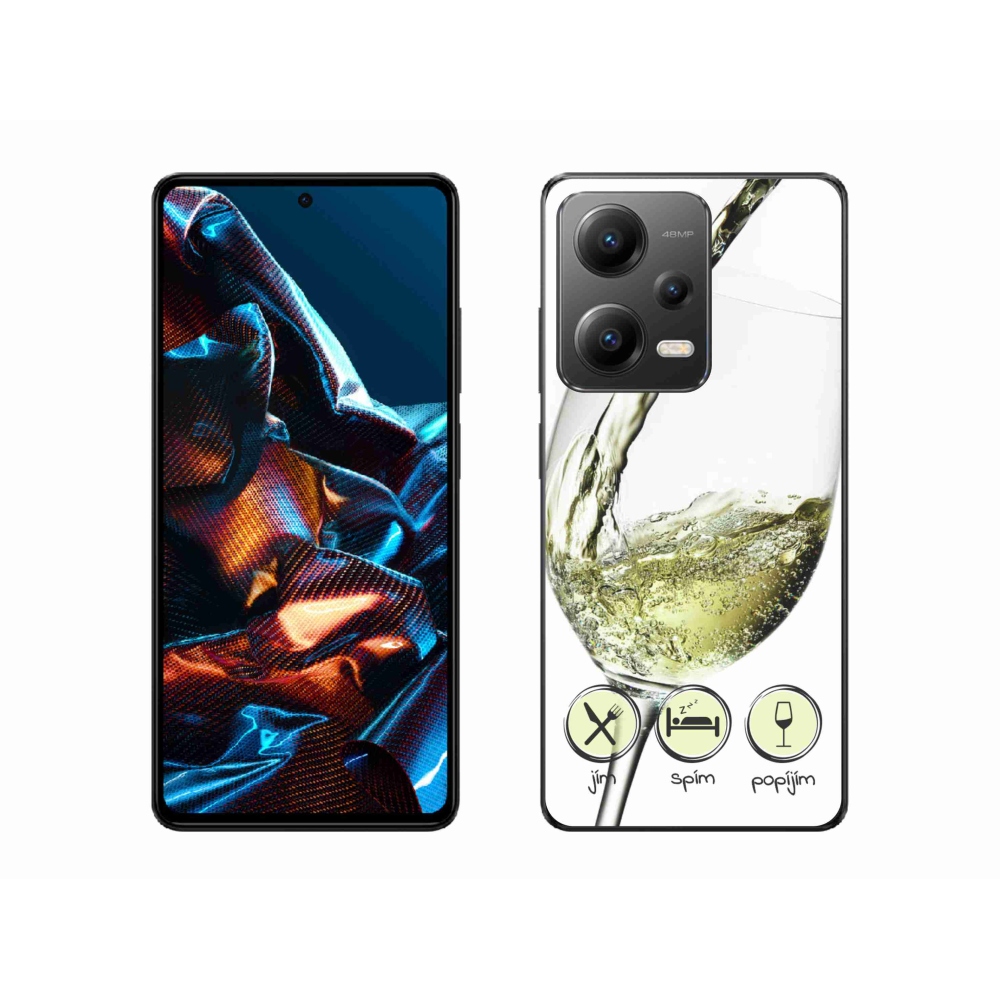 Gelový obal mmCase na mobil Xiaomi Redmi Note 12 Pro 5G - sklenička vína bílé