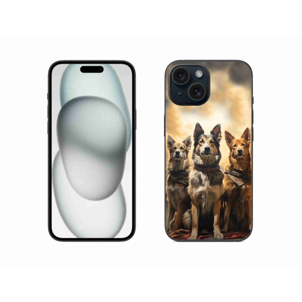 Gelový kryt mmCase na iPhone 15 - tři psi